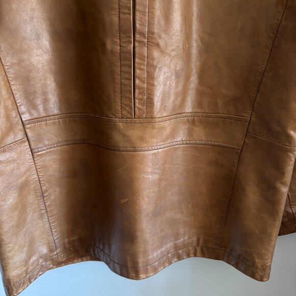 90s Camel Brown Leather Jacket - Picture 9 of 12